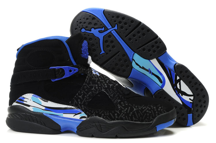 2020 New Jordans 8 Glow Vamp Black Blue White