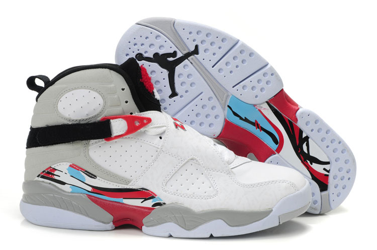 2020 New Jordans 8 Glow Vamp White/Black True Red