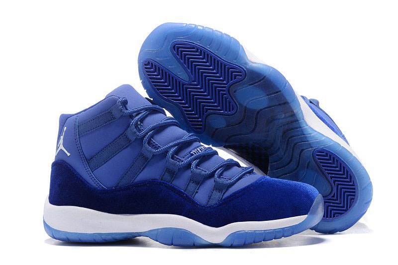 New Air Jordan 11 Velvet Heiress Blue White Basketball Shoes