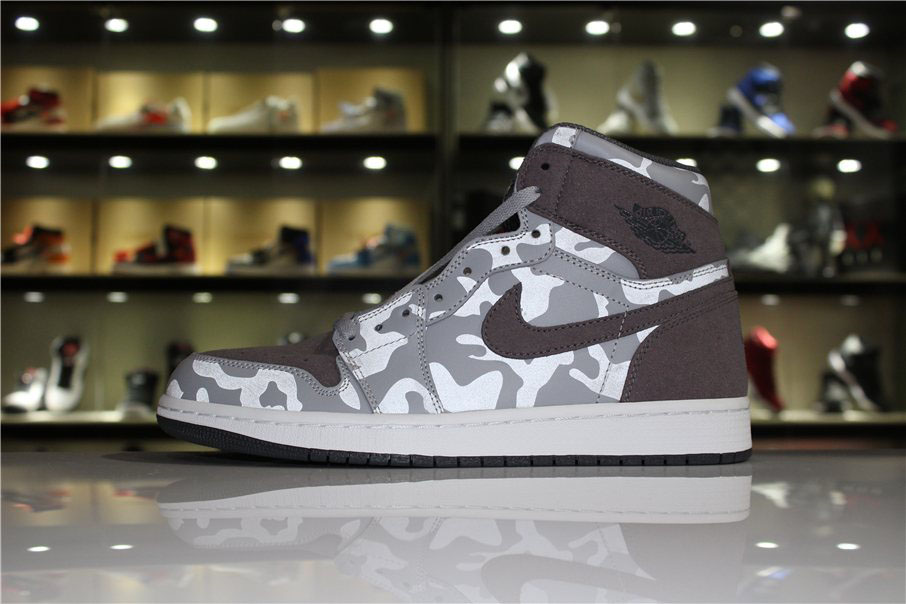 Newest Air Jordan 1 Retro High Camo Pack Wolf Grey/Dark Grey-White