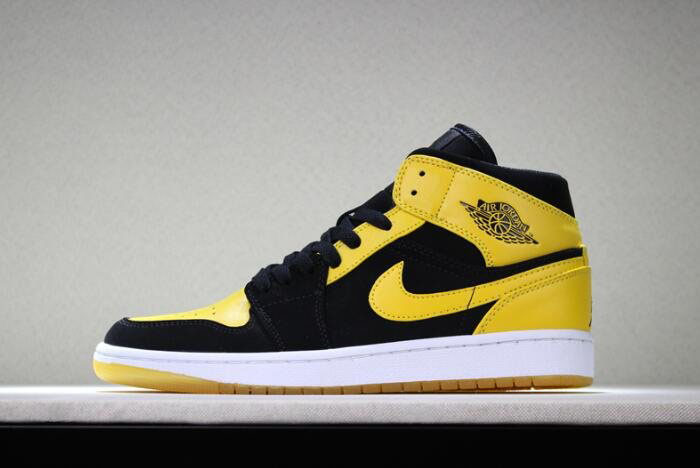 Air Jordan 1 Mid New Love Black/Varsity Maize-White 554724-035 Free Shipping