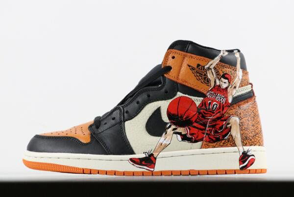 Air Jordan 1 Retro High OG Shattered Backboard Hanamichi Sakuragi Print Men's Basketball Shoes