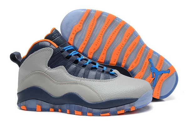 310805-026 Air Jordan Retro 10 Wolf Grey / Dark Powder Blue / New Slate / Atomic Orange