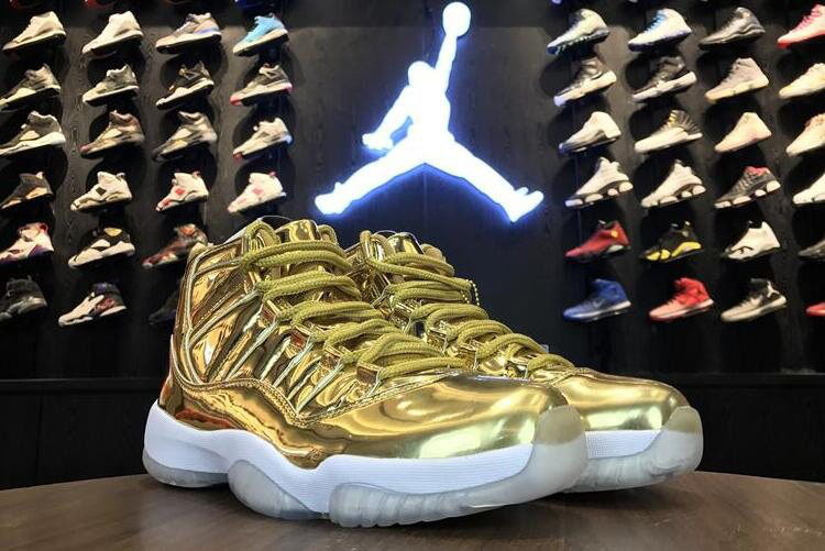 Air Jordan 11 Pinnacle Metallic Gold/White Kawhi Leonard Basketball Shoes
