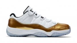 Air Jordan 11 Retro Low White/Metallic Gold Coin-Black (Closing Ceremony)528895-103 For Nice