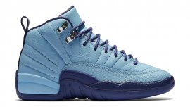Air Jordan 12 Retro GS Blue Cap/Metallic Silver-Dark Purple Dust (Hornets) 510815-418 Hot Sale