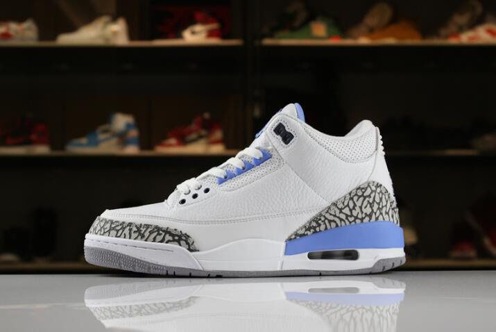2020 Air Jordan 3 UNC PE White/White-Blue 820078 For Sale