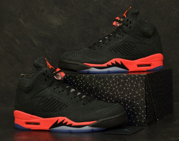 Mens Air Jordan V (5) Retro 3LAB5 Black / Infrared 23 ( 599581-010)