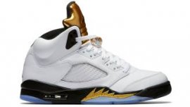 Air Jordan 5 Retro White/Black-Metallic Gold Coin (Gold Medal) 136027-133 Purchase Cheap