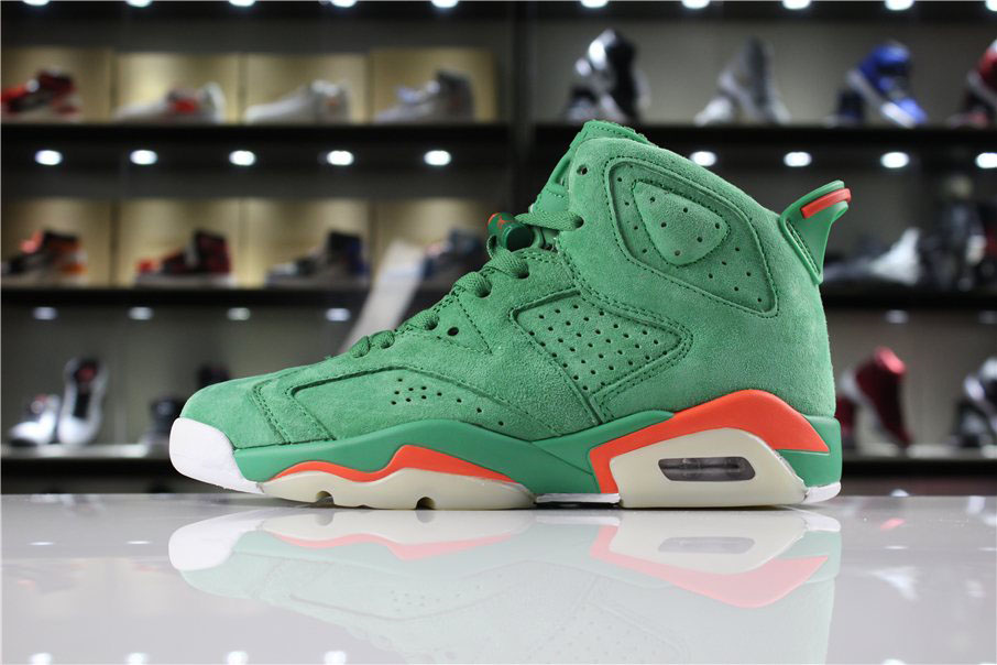 Mens and Womens Air Jordan 6 Gatorade In Green Suede For Sale