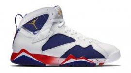 Air Jordan 7 Retro White/Metallic Gold Coin-Deep Royal Blue-Fire Red-Lite Iron Ore (Tinker Alternate Olympic)304775-123 2020 Unisex
