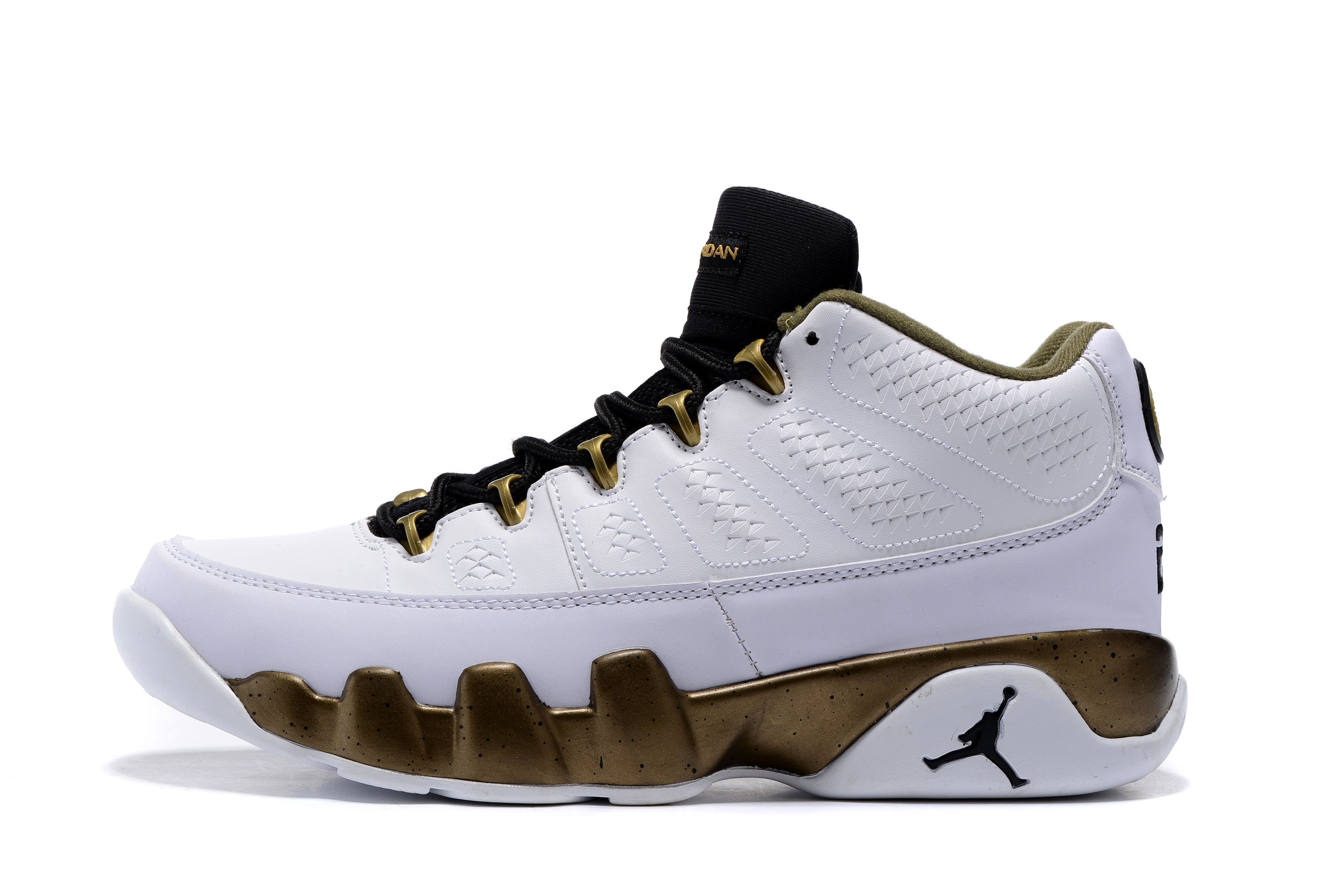 Air Jordan 9 Low Statue White/Black-Militia Green Men's and Women's Size Free Shipping