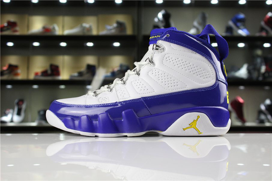 Cheap Air Jordan 9 Retro Kobe Bryant PE White/Tour Yellow-Concord For Sale