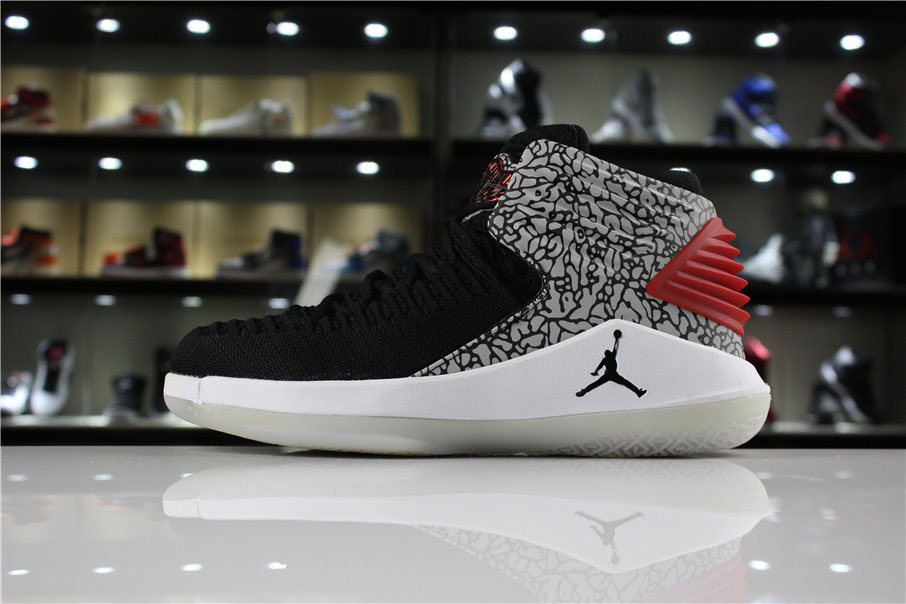 Air Jordan XXX2 Black Elephant Print Cement White/Red