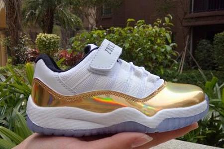 Cheap Air Jordan XI(11) Gold Low Kids-025 From China For Sale