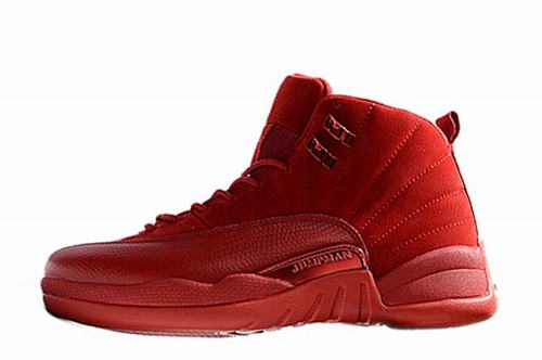 Cheap Air Jordan XII(12) Red Suede Women-026 For Sale