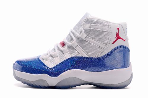 Cheap Jordan XI(11) White Blue Women-032 For Sale