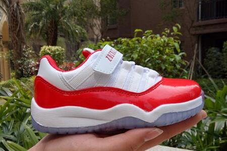 Cheap Michael Jordan XI(11) White Red Low Kids-024 Shoes For Sale