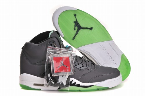 Cheap Retro Air Jordan V(5) Grey/White/Green-110 Online