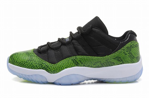 Cheap Retro Air Jordan XI(11) Low Black Green-124 Retro Online