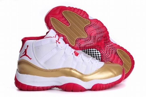 Cheap Retro Air Jordan XI(11) White/Gold/Red-082 Online