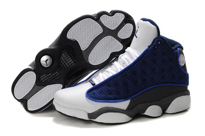 Air Jordan 13 Retro Shoes White/Smooky Grey/Blue