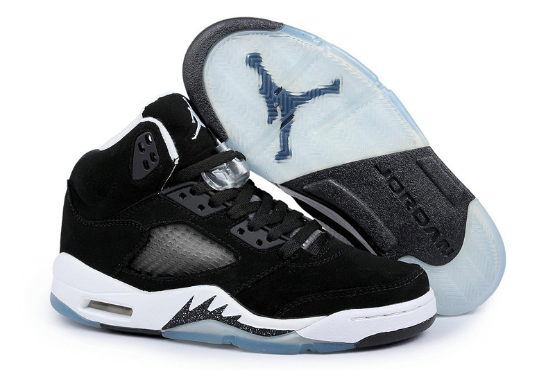 Discount Air Jordan 5 Replica Shoes Retro Men Black/White