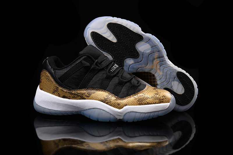 Men Air Jordan 11 Retro Low Black/Golden/White