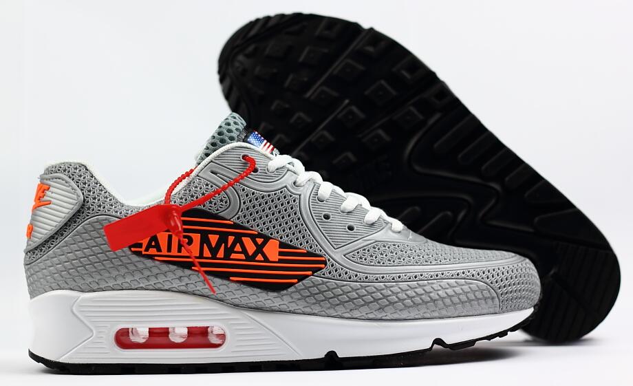 Cheap Sale Nike Air Max 90 Shoes Grey/White