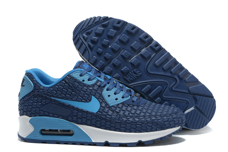 Wholesale Nike Air Max 90 Shoes KPU Men Navy Blue/Blue