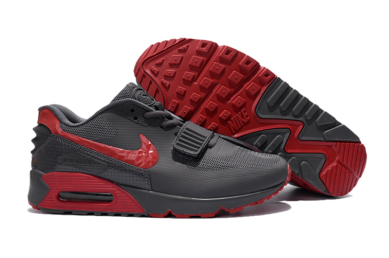 Wholesale Replica Nike Air Max 90 West Men Ash Grey/Red