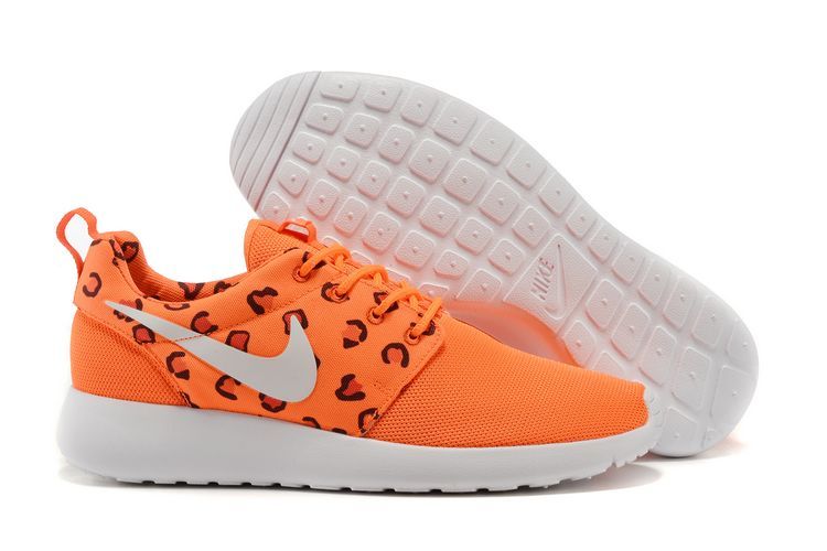Cheap Nike Roshe Run Shoes Print Orange/White