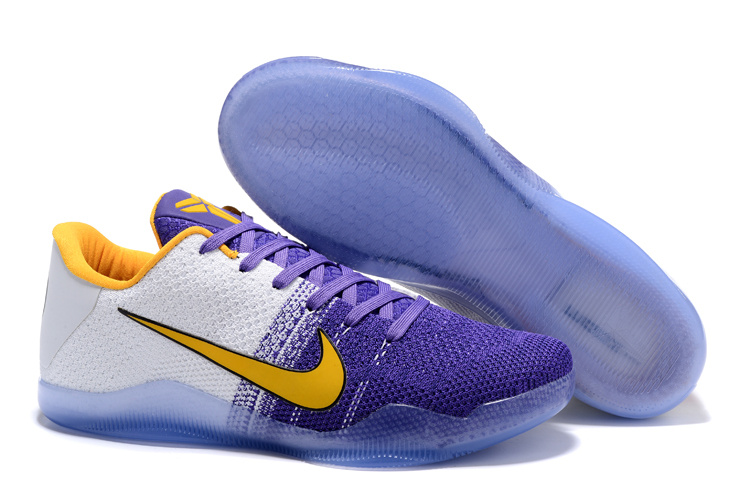 Newest Nike Kobe Bryant 11 Knitted White/Purple/Yellow