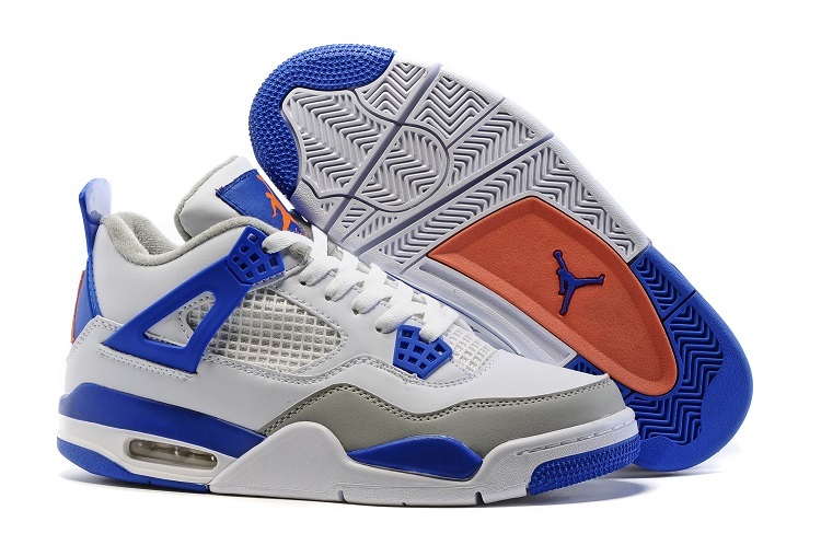 Cheap Air Jordan 4 Retro Men White/Blue/Grey