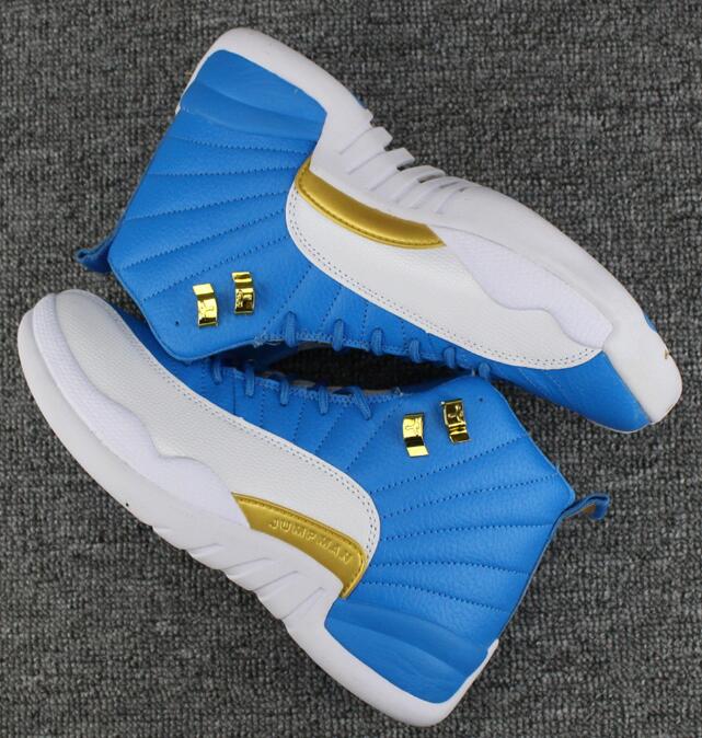 Cheap Air Jordan 12 Shoes Retro Dark Grey/White/Blue