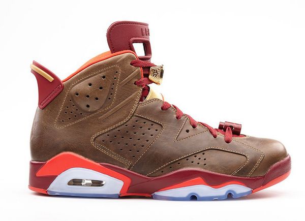 384664-250 Air Jordan 6 RetroCigar Raw Umber/Chilling Red-Team Red-Metallic Gold