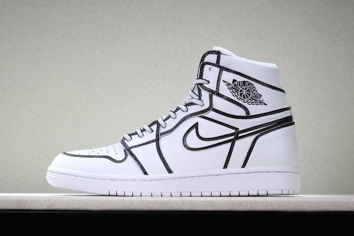 2020 Joshua Vides x Air Jordan 1 Comic 3D Pencil White Hand-Painted AA4724-110