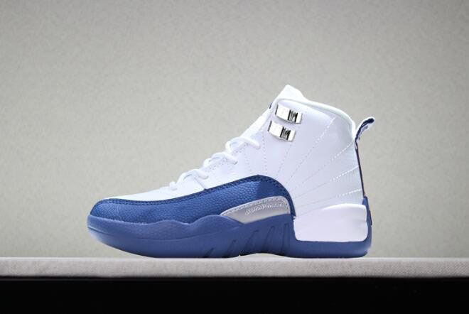 Kid's Air Jordan 12 French Blue White/French Blue-Metallic Silver-Varstiy Red