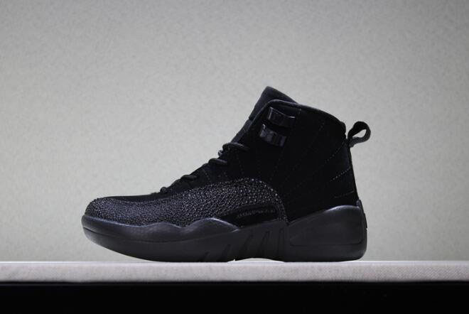 Kid's Air Jordan 12 OVO Black Basketball Shoes