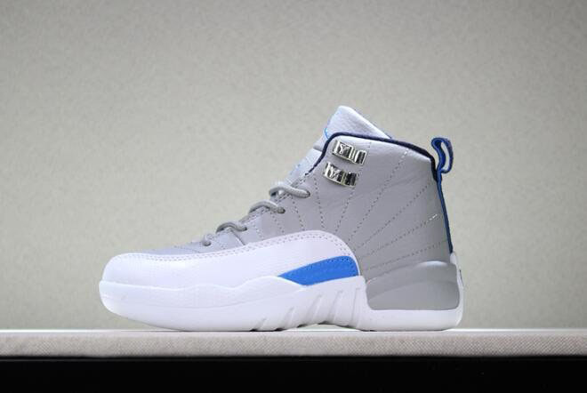 Kid's Air Jordan 12 Wolf Grey/University Blue-White For Sale