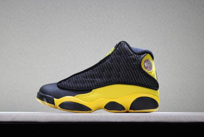 Kid's Air Jordan 13 Melo PE Black Yellow Basketball Shoes