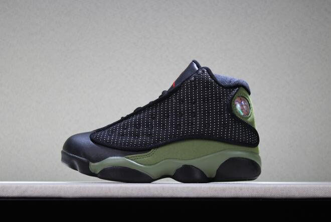 Kid's Air Jordan 13 Olive Basketball Shoes