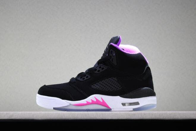 Kid's Air Jordan 5 Retro Black/Deadly Pink-White For Sale