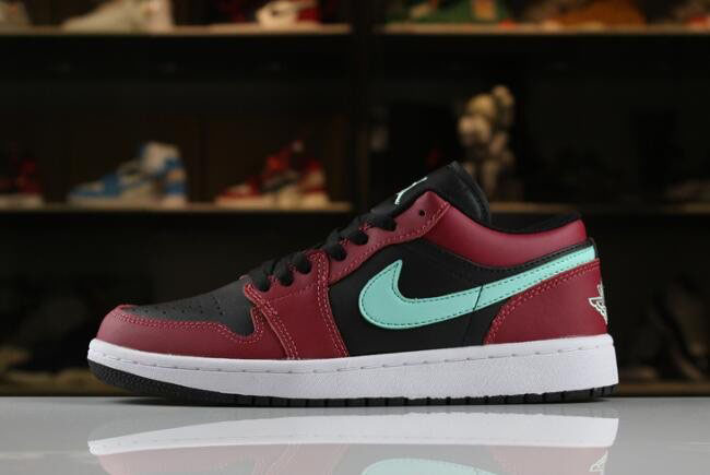Men's and Women's Air Jordan 1 Low Black/Green Pulse-Gym Red-White 553558-036