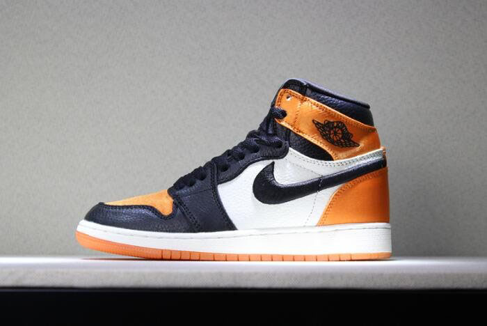 Men's and Women's Air Jordan 1 Satin Shattered Backboard Black/Starfish-Sail-Black AV3725-010