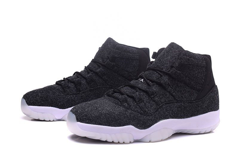 Men's and Women's Air Jordan 11 Wool Dark Grey/Metallic Silver-Black 378037-050