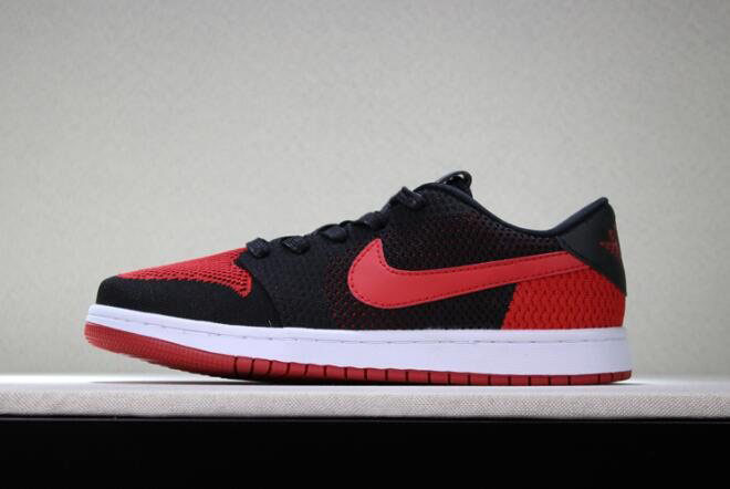 New Air Jordan 1 Low Flyknit Banned Black/Varsity Red-White Men's Size