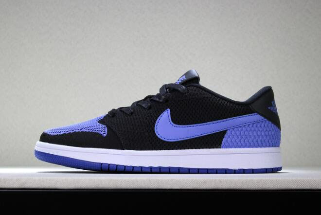 New Air Jordan 1 Low Flyknit Royal Black/Game Royal-White Men's Basketball Shoes