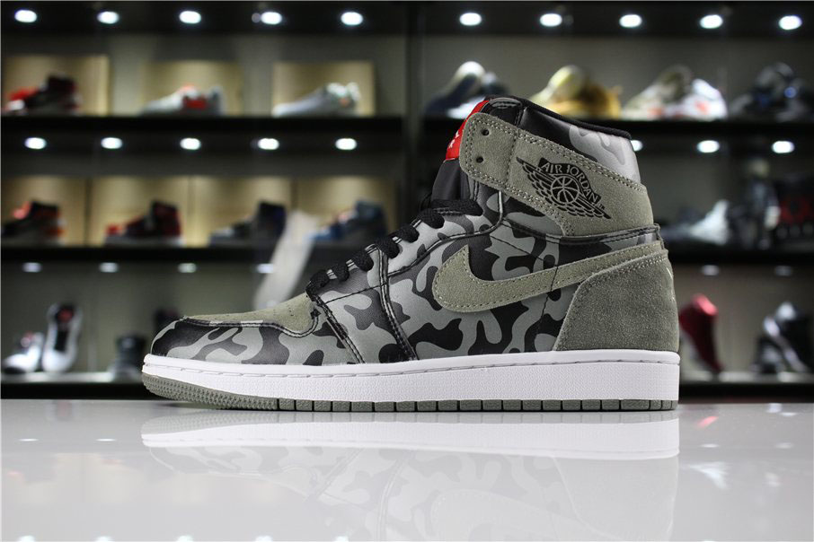 Air Jordan 1 Retro High Premium Shadow Camo Black/Dark Stucco-White AA3993-034