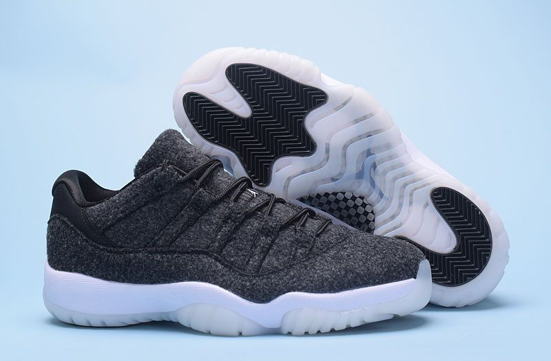 New Air Jordan 11 Low Wool Dark Grey/Metallic Silver-Black Basketball Shoes